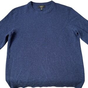 100% Cashmere Club Room Heathered Navy Luxury Women's S Crewneck Sweater Ribbed